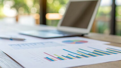 Close-up of statistical charts and graphs — analyzing internet marketing performance and metrics
