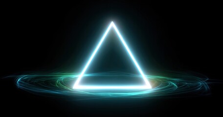 Glowing triangle shape, teal light trails