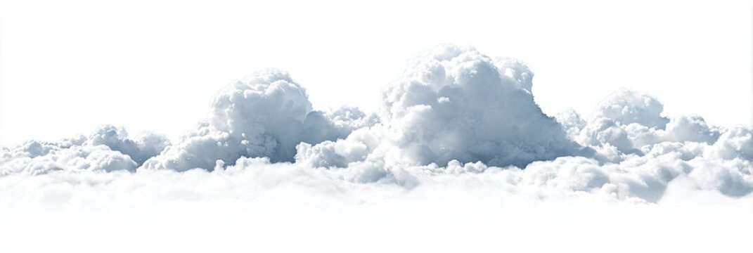 Fluffy white clouds against a bright white background