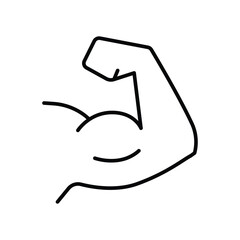 Fototapeta premium Arm icon. Simple outline style. Muscle, strong, power, protein, strength, bicep, man, hand, flex, body, muscular, exercise, health concept. Thin line symbol. Vector isolated design