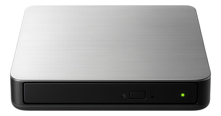 External CD-ROM drive with a compact, square shape and a single activity LED