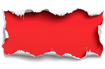 Ripped paper banner, red background