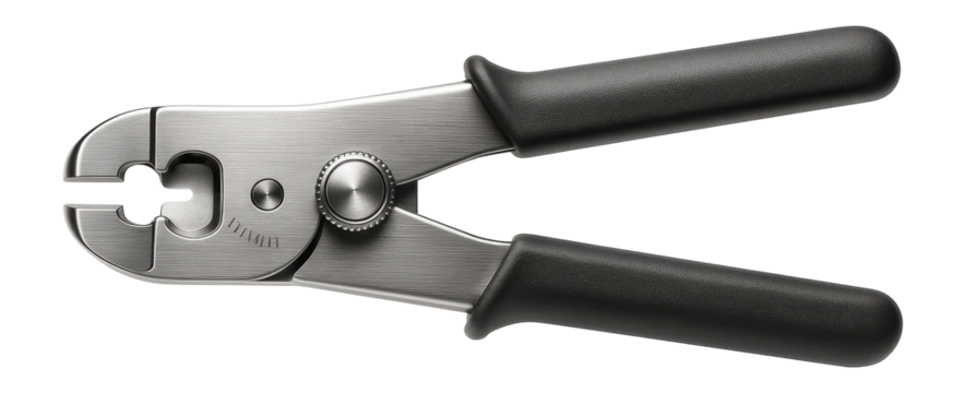 Precision wire stripper with micro-adjustable blade depth for a laboratory setting.