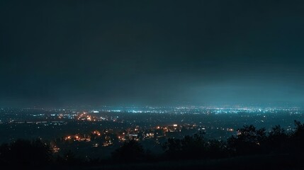 Fototapeta premium City lights at night, shrouded in mist