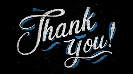 Hand-lettered "Thank You!" in white chalk style with blue accents