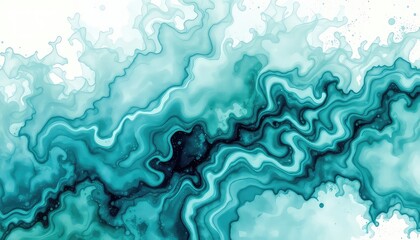 Obraz premium Abstract teal and white fluid art design with swirling shapes and intricate patterns creates a calming and modern aesthetic