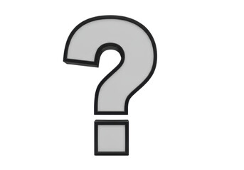 Naklejka premium A prominent, isolated, three-dimensional transparent question mark with a thick black outline, appearing tangible with depth, against a transparent background with copy space, concept of strategic
