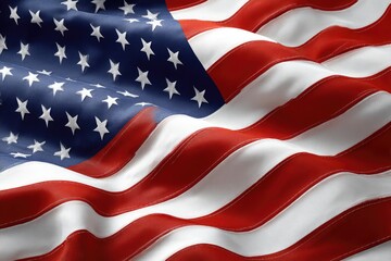 Obraz premium Close-up of a waving American flag