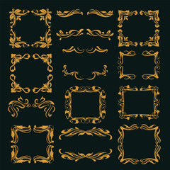 Classic Golden Frames and Elements Vector Set