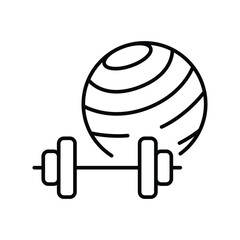 Fitness equipment icon. Simple outline style. Barbell world, gym, map, globe, sport, earth, web, training, exercise, modern, global concept. Thin line symbol. Vector isolated design
