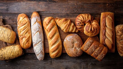 Fototapeta premium Freshly Baked: A Vibrant Array of Artisan Breads with Crisp Crusts, Soft Interiors, and Irresistible Aromas, Showcasing Handcrafted Perfection