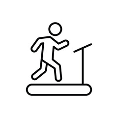 Man on treadmill icon. Simple outline style. Running, machine, fitness, people, gym, sport, training, exercise, person, health concept. Thin line symbol. Vector isolated design