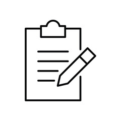 Fitness program icon. Simple outline style. Fitness plan, list, document, workout, gym, health, sport, training, exercise, healthy concept. Thin line symbol. Vector isolated design