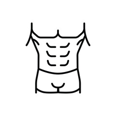 Male torso icon. Simple outline style. Strong, man, fitness, gym, health, sport, training, exercise, person, healthy, body, shape concept. Thin line symbol. Vector isolated design