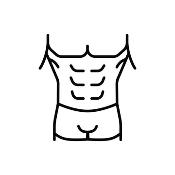 Male torso icon. Simple outline style. Strong, man, fitness, gym, health, sport, training, exercise, person, healthy, body, shape concept. Thin line symbol. Vector isolated design