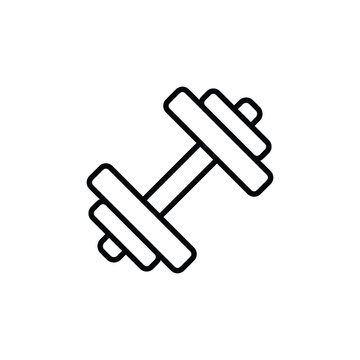 Dumbbell icon. Simple outline style. Weight, gym, strength, exercise, fitness, dumbbell, barbell, power, athletic, weights concept. Thin line symbol. Vector isolated design