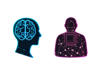 Cyberpunk Neon Glowing AI Icon Pack with Futuristic Details, Isolated Transparent Background PNG