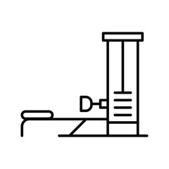 Cable row machine icon. Simple outline style. Fitness, gym, training, exercise, workout, machine, muscle, bodybuilding, equipment concept. Thin line symbol. Vector isolated design