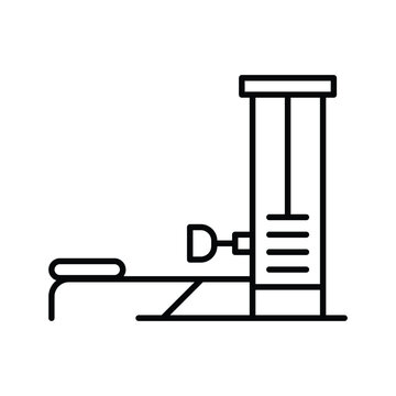 Cable row machine icon. Simple outline style. Fitness, gym, training, exercise, workout, machine, muscle, bodybuilding, equipment concept. Thin line symbol. Vector isolated design