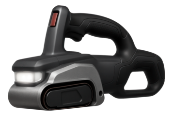 Belt sander with an integrated LED light for improved visibility in dimly lit areas.