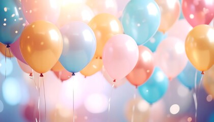 Colorful balloons in pastel shades