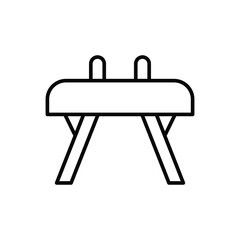 Gymnastics, vaulting horse icon. Simple outline style. Sports equipment, performing swinging movements with legs, gymnastic exercises concept. Thin line symbol. Vector isolated design