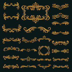 Baroque Golden Frames and Elements Vector Collection
