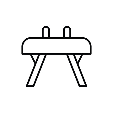 Gymnastics, vaulting horse icon. Simple outline style. Sports equipment, performing swinging movements with legs, gymnastic exercises concept. Thin line symbol. Vector isolated design