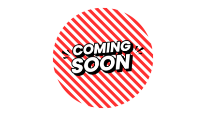 transparent coming soon banner, ideal for digital platforms like apps, online shops, and promotional web designs.