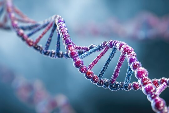 DNA double helix, vibrant colors, scientific