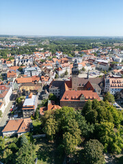 Fototapeta premium aerial view of the city zeitz in thuringia east germany vertical