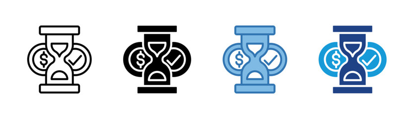 Time Investment icon set multiple style collection