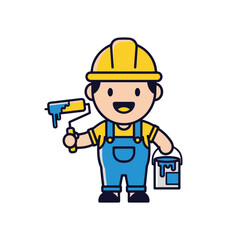 Cute Painter Worker Ready for Labor Day Work