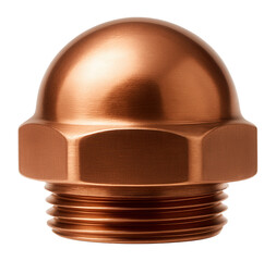 Copper lock nut with a domed top for decorative lighting fixtures.