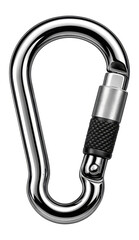 Small decorative carabiner with a polished finish for attaching to a purse or bag.