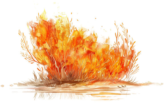 Spiritual Scene Showing the Burning Bush Where God Spoke to Moses Isolated on Transparent Background