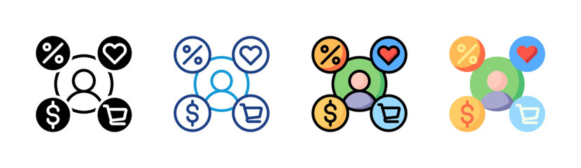 Customer Engagement icon set multiple style collection