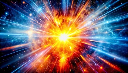 Obraz premium Explosive Cosmic Phenomenon Unleashing Stellar Energy and Galactic Light Show