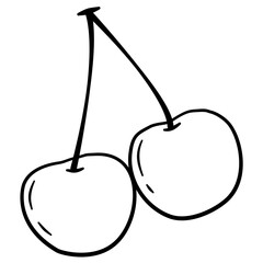 doodle cherry line art illustration