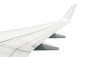 Fototapeta premium Clean white airplane wing against a transparent background, perfect for travel and aviation projects