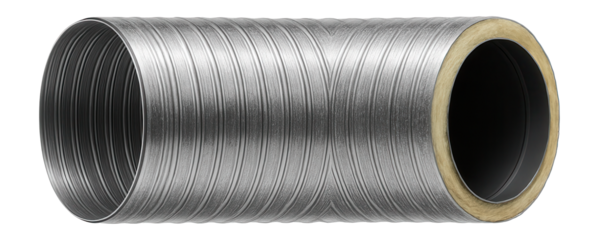 Flexible aluminum duct block with insulation for residential HVAC systems.