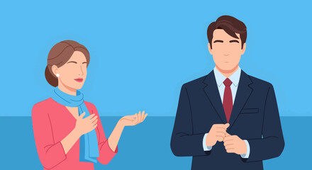 Fototapeta premium Diverse adult professionals engaged in conversation illustrating business communication