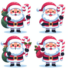 Happy Santa Claus holding candy cane