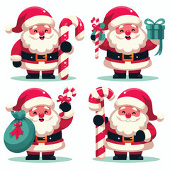 Happy Santa Claus holding candy cane