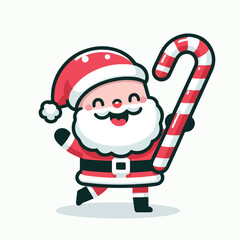 Happy Santa Claus holding candy cane