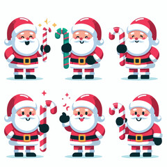 Happy Santa Claus holding candy cane