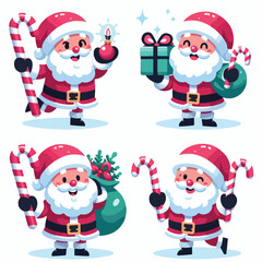 Happy Santa Claus holding candy cane