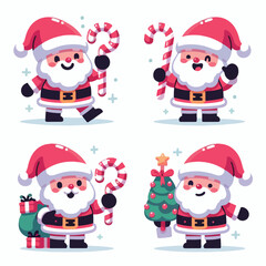 Happy Santa Claus holding candy cane