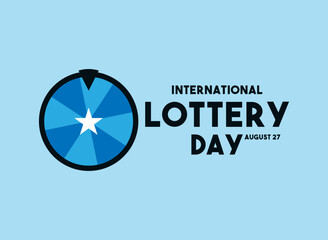 International Lottery Day. August 27. Blue background. Flat design vector. 