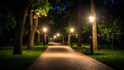 Obraz premium Park path at night